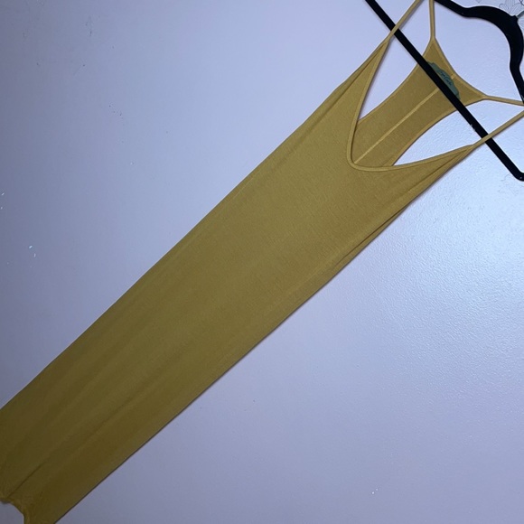 Enza Costa Silk Ribbed Racerback Midi Dress in Honey - Picture 3 of 7